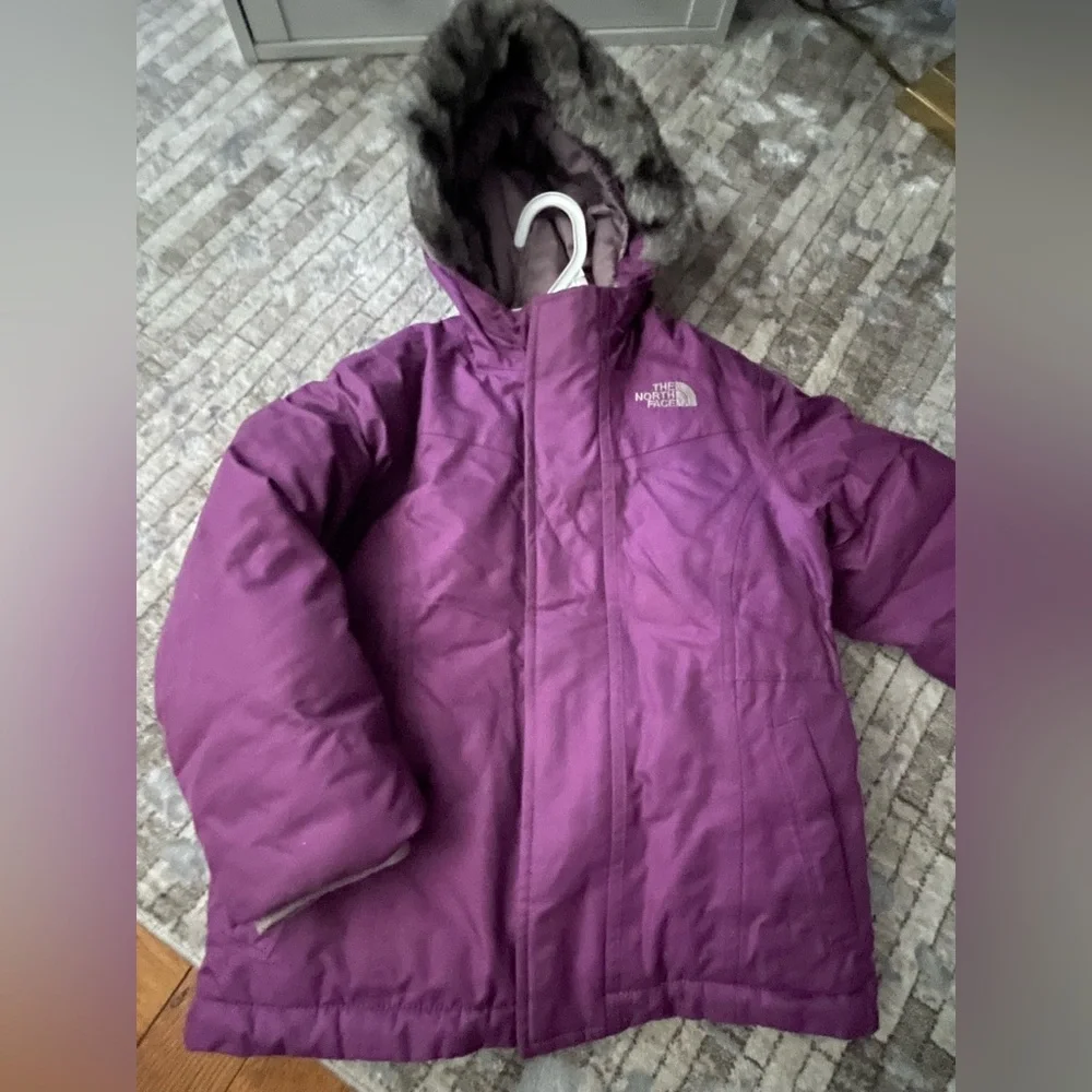 Kids Purple Winter North Face Arctic Parka Jacket & Puffer Coat Girls Size 5 - Picture 4 of 8